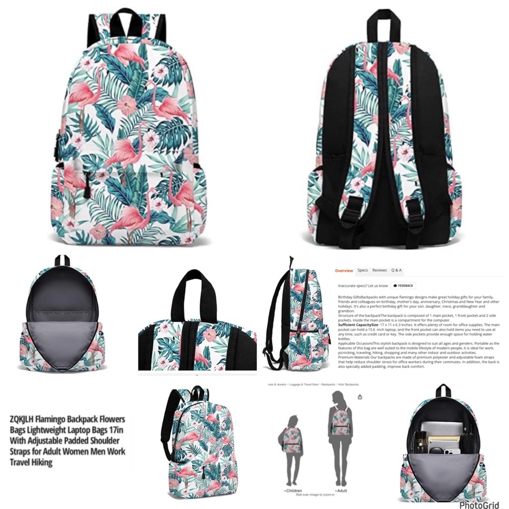 Flamingo floral lightweight backpack nEW